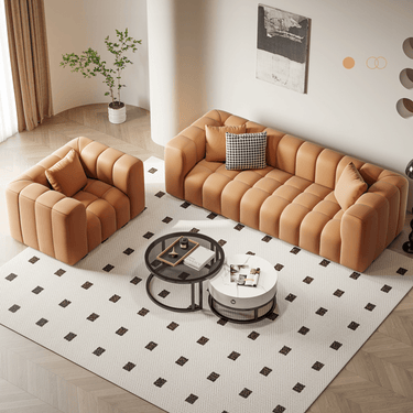 2 seater sofa 3 seater sofa air leather orange gray beige green dlo - 023 - sofaMUTUKISPACE