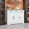 Farmhouse Buffet Cabinet Storage Sideboard with 3 Drawers and 3 Doors for Dining Living Room Kitchen Cupboard - WhiteMUTUKISPACE