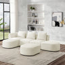 L Shape Sectional Sofa with Left Side Chaise and Ottoman, Modular Sofa, DIY Combination, Loop Yarn Fabric, BeigeMUTUKISPACE
