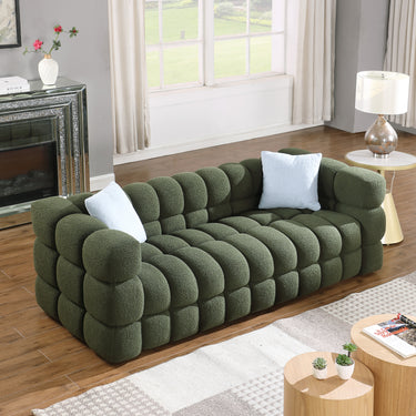 84.3 length ,35.83" deepth ,human body structure for USA people, marshmallow sofa,boucle sofa ,3 seater, OLIVE GREEN BOUCLEMUTUKISPACE