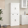 71" Kitchen Pantry Storage Cabinet with 4 Doors(2Doors with Racks),1 Drawer, 2 Adjustable Shelves, Freestanding Cupboard for Kitchen, Dining Room and Living Room - WhiteMUTUKISPACE