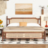 King Pine Wood Bed Frame with Rattan Headboard & Footboard and Reinforced Platform BaseMUTUKISPACE