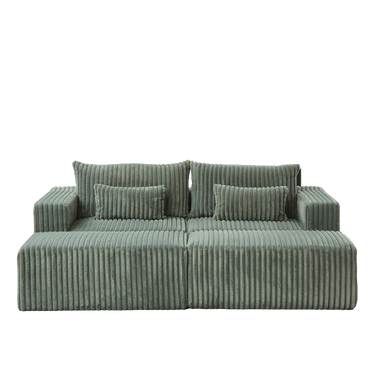 87" Oversized Sectional Lounge Chaise,No Assembly Required,Cloud Plush Loveseat with two Removable Footstool,Fluffy Modern Sleeper Chair for Indoor Living Room BedroomMUTUKISPACE