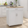 Kitchen island rolling trolley cart with Adjustable Shelves and towel rack rubber wood table topMUTUKISPACE
