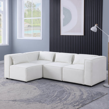 modular sofa BEIGE chenille fabric, simple and grand, the seat and back is very soft. this is also a KNOCK DOWN sofaMUTUKISPACE