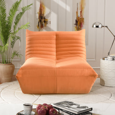Fireside chair, Large bean bag chair for adults, Lazy floor sofa for home, Playing bean bag chair, One - piece high resillence foam, Flannelette fabric, OrangeMUTUKISPACE