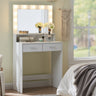 Vanity Desk with Mirror and Lights, Dressing Table with Large Drawer, 2 Level Storage Dresser & 3 Lighting Modes Adjustable Brightness, Suitable for Bedroom(White)MUTUKISPACE