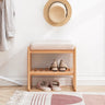 Natural Solid Wood Shoes Bench, Beech Wood Storage Rack Organizer with High Rebound Sponge CushionMUTUKISPACE