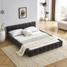 Queen Upholstered Platform Bed with Chenille Fabric, Headboard, No Box Spring Needed, Dark GreyMUTUKISPACE