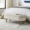 Ottoman Oval Storage Bench,Rubber Wood Legs, Beige(43.5"x16"x16")MUTUKISPACE