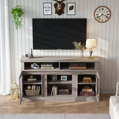 58" TV Stand w/ Storage & Shelves – Entertainment Center for Living Room/Bedroom