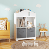 Kids Dollhouse Bookcase with Storage, 2 - Tier Storage Display Organizer, Toddler Bookshelf with 2 Collapsible Fabric Drawers for Bedroom or Playroom (White/Gray)MUTUKISPACE