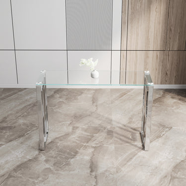 Console Table Stainless Steel Glass,Meal side table silvery Clear bs - 02 sMUTUKISPACE