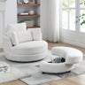 39"W Oversized Swivel Chair with moon storage ottoman for Living Room, Modern Accent Round Loveseat Circle Swivel Barrel Chairs for Bedroom Cuddle Sofa Chair Lounger Armchair, 4 Pillows, Teddy FabricMUTUKISPACE