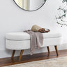 Ottoman Oval Storage Bench,Rubber Wood Legs,White(43.5"x16"x16")MUTUKISPACE
