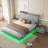 Queen size Floating Bed Frame,with Remote control LED Lights with APP , Wood Platform - Light GreyMUTUKISPACE