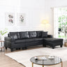 Sectional Sofa Set for Living Room with L Shape Chaise Lounge ,cup holder and Left or Right Hand Chaise Modern 4 Seat (BLACK)MUTUKISPACE