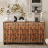 Accent Cabinet Farmhouse Style 4 Door Wooden Cabinet Sideboard Buffet Server Cabinet Storage Cabinet, for Living Room, Entryway, Hallway, Office, Kitchen and Dining Room, Antique Natural WoodMUTUKISPACE