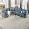 L shape Modular Sectional Sofa,DIY Combination,includes Three Single Chair and Three Corner ,Navy ChenilleMUTUKISPACE