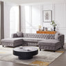 126 - inch Modern Style Chenille Three Piece Sofa, Pull Point Design U - shaped Sofa two Chaise Longue Seats, two Pillows and Plastic Feet, Suitable for Living room, Bedroom, Lounge and Projection RoomMUTUKISPACE