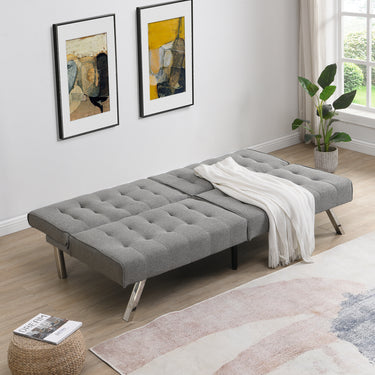 WOOD FRAME, STAINLESS LEG, FUTON, SOFA BED GREYMUTUKISPACE