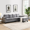 Sectional Sofa Set for Living Room with L Shape Chaise Lounge ,cup holder and Right Hand with Storage Chaise Modern 4 Seat (Grey) - RIGHT CHAISE WITH STORAGEMUTUKISPACE