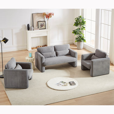 60"Corduroy Fabric Sofa with Two 33" Single Sofa, Modern Sofa with Support Pillow, for Apartment, Office, Living Room & BedroomMUTUKISPACE