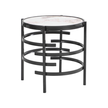 Elegant Pandora Sintered Stone End Table, Darker Gray Small Coffee Table for Living Room 20.67''W x 20.67''D x 21.65''HMUTUKISPACE