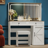 43.3" · White · With Stool