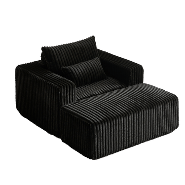 62.5 - Inch Corduroy foam Sofa Lounge Chair with Removable footrest,No Assembly Required,Fluffy Modern Sleeper Chair for Indoor Living Room BedroomMUTUKISPACE