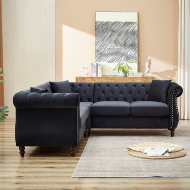 83.5 - Inch Oversized Corner Sofa, L - Shaped Sectional Couch, 5 - Seater Corner Sofas with 3 Pillows for Living Room, Bedroom, Apartment, OfficeMUTUKISPACE