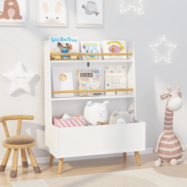 Kids Bookshelf, Book and Magazine Rack, Book Organizer, toy Storage Cabinet Organizer, WhiteMUTUKISPACE