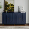 Modern Blue Lacquered 4 Door Wooden Cabinet Sideboard Buffet Server Cabinet Storage Cabinet, for Living Room, Entryway, Hallway, Office, Kitchen and Dining RoomMUTUKISPACE