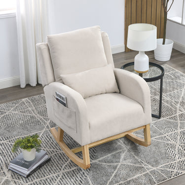 Welike 27.5 "W Modern Accent High Back Living Room Casual Armchair Rocker with One Lumbar Pillow, Two Side Pockets.MUTUKISPACE