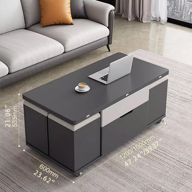 Elegant Faux Leather Coffee Table in Sleek Black and White Design fajf - 958MUTUKISPACE