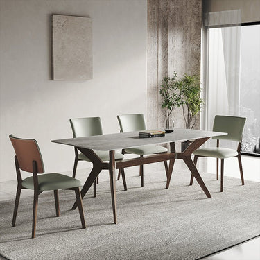 Luxurious Sintered Stone & Solid Wood Table for Modern Interiors faml - 2619MUTUKISPACE