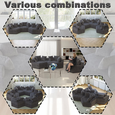 54''L Chenille foam single sofa,No Assembly Required,Fluffy Modern Sleeper Chair for Living room, Bedroom, Lounge and Projection RoomMUTUKISPACE