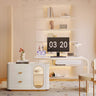 Modern Beige Laminated Wood Makeup Vanity with Glass Top - Stylish Home Furniture fbby - 1376MUTUKISPACE