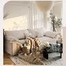 Beige Light Brown Sofa with Pine Wood Frame and Down Figure Cotton Linen Upholstery fbby - 1377MUTUKISPACE
