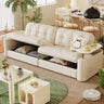Elegant Light Brown Sofa with Beige and Ash Wood Accents and Stainless Steel Figure - Cotton and Faux Leather Upholstery fbby - 1378MUTUKISPACE