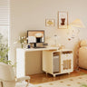 Beige Laminated Wood Dresser With Chest Solid Wood Legs & Glass Top fbby - 1384MUTUKISPACE