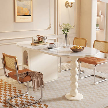 Elegant Beige Dining Table: Solid Wood, Laminated Wood, Sintered Stone & Glass Options fbby - 1390MUTUKISPACE