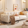 Beige Orange Sofa with Solid Wood Frame and Faux Leather Accents - Modern Design with Stainless Steel Legs fbby - 1406MUTUKISPACE
