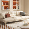 Luxurious Modern Sofa with Beige, Orange, Green, and Brown Accents - Solid Wood Frame and Stainless Steel Details - Premium Down and Cotton Blend Upholstery and Leathaire Finish fbby - 1407MUTUKISPACE