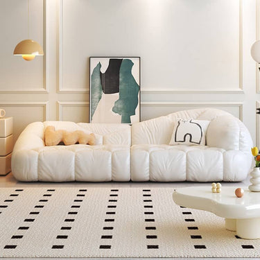 Elegant Beige and Black Sofa with Solid Wood Frame and Faux Leather Accents fbby - 1408MUTUKISPACE