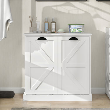 Two - Compartment Tilt - Out Laundry Sorter Cabinet - WhiteMUTUKISPACE