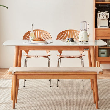Elegant White & Gray Sintered Stone Table with Cherry Wood Finish - Modern Design fcp - 1282MUTUKISPACE