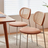 Stylish Light Brown Ash Wood Chair with Rattan Back and Faux Leather Seat fcp - 1283MUTUKISPACE