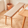 Elegant Light Brown Cherry Wood Stool with Cotton - Linen Upholstery fcp - 1286MUTUKISPACE