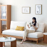 Luxurious White & Gray Sofa with Cotton - Linen Blend and Cherry Wood Accents fcp - 1287MUTUKISPACE